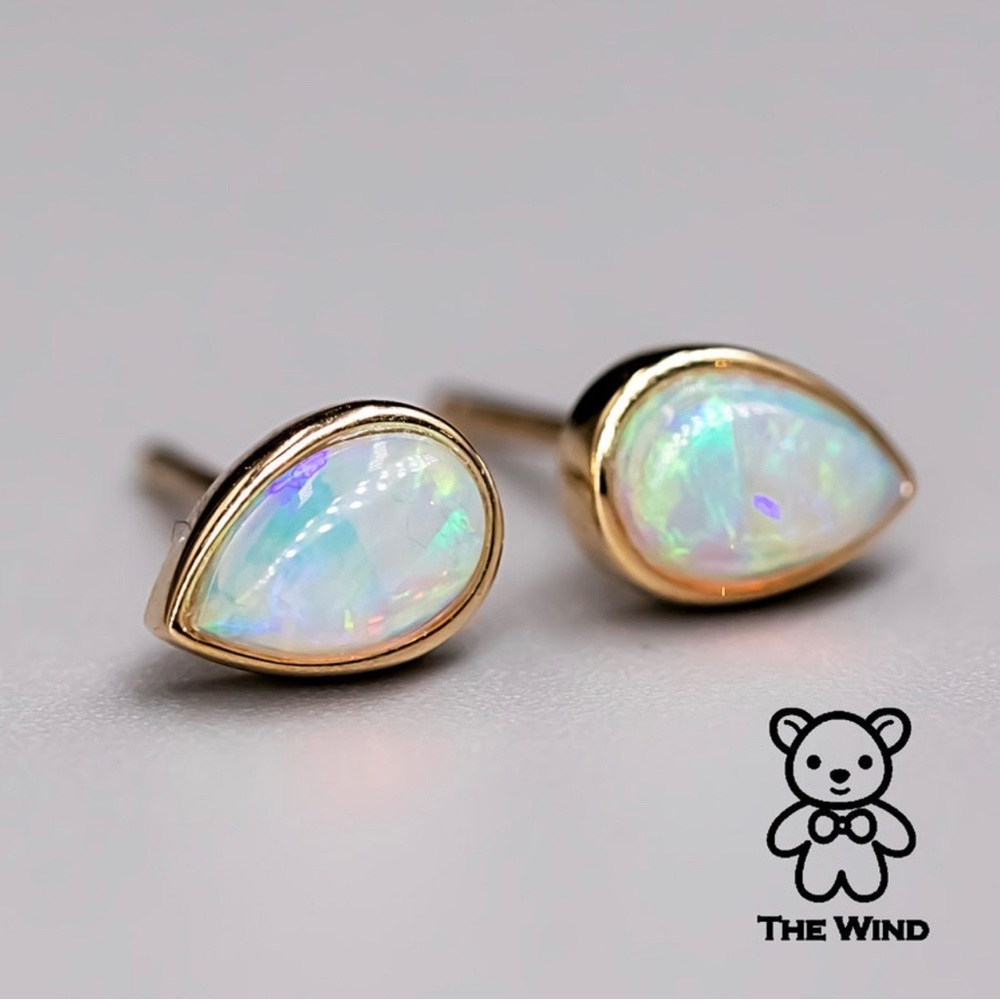 14k Genuine Australian Opal Studs
